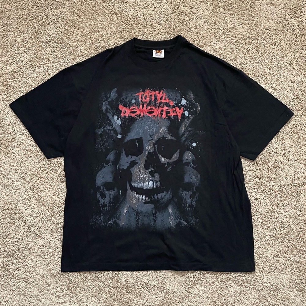 Vintage Y2K TOTAL DEMENTIA Skull Black T shirt 2XL